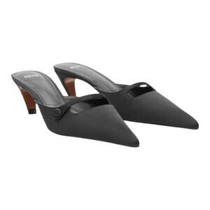 Mango Satin Kitten Heel Women Black 38 NWT